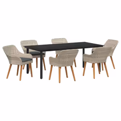 vidaXL Set da pranzo Grigio chiaro Poly Rattan - Vista aggiuntiva 2