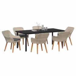 vidaXL Set da pranzo Grigio chiaro Poly Rattan - Vista aggiuntiva 3