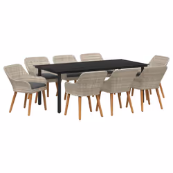 vidaXL Set da pranzo Grigio chiaro Poly Rattan - Vista aggiuntiva 2