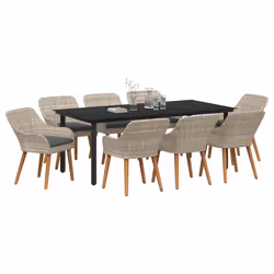 vidaXL Set da pranzo Grigio chiaro Poly Rattan - Vista aggiuntiva 3