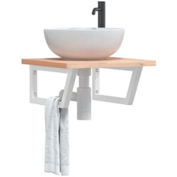 Reggimensole per Lavabo 2 pz Bianche Trapezio in Acciaio - Vidaxl