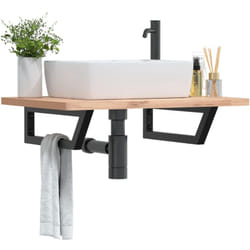 Reggimensole per Lavabo 2 pz Nere Trapezio in Acciaio Vidaxl 173708