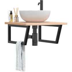 Reggimensole per Lavabo 2 pz Nere Trapezio in Acciaio Vidaxl 460739