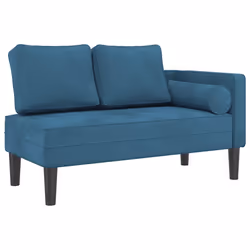 vidaXL Chaise Longue con Cuscini Blu in Velluto - Vista aggiuntiva 2