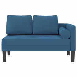 vidaXL Chaise Longue con Cuscini Blu in Velluto - Vista aggiuntiva 3
