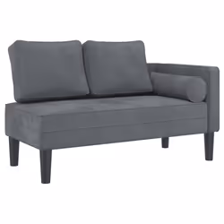 vidaXL Chaise Longue con Cuscini Grigio Scuro in Velluto - Vista aggiuntiva 2