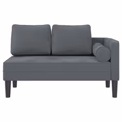 vidaXL Chaise Longue con Cuscini Grigio Scuro in Velluto - Vista aggiuntiva 3