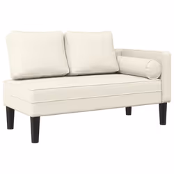 vidaXL Chaise Longue con Cuscini Crema in Velluto - Vista aggiuntiva 2