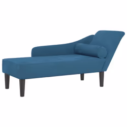 vidaXL Chaise Longue con Cuscini Blu in Velluto - Vista aggiuntiva 2