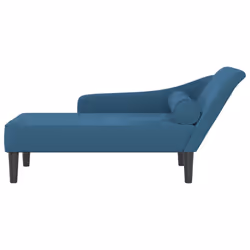 vidaXL Chaise Longue con Cuscini Blu in Velluto - Vista aggiuntiva 3