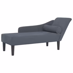vidaXL Chaise Longue con Cuscini Grigio Scuro in Velluto - Vista aggiuntiva 2