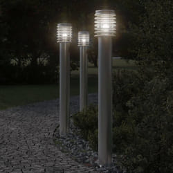 Lampade da Terra per Esterni 3 pz Argento 110cm in Acciaio Inox Vidaxl 949982