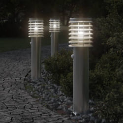 Lampade da Terra per Esterni Sensore 3 pz Argento 60 cm Acciaio Vidaxl 397064