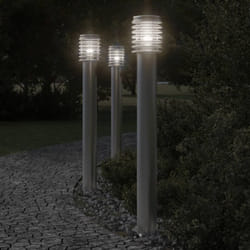Lampade da Terra Esterni con Presa 3 pz Argento 110 cm Acciaio Vidaxl 652435