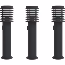 Lampade da Terra per Esterni con Presa 3 pz Nere 60 cm Acciaio Vidaxl