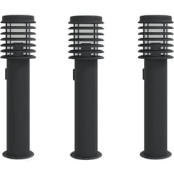 Lampade da Terra per Esterni con Presa 3 pz Nere 60 cm Acciaio Vidaxl