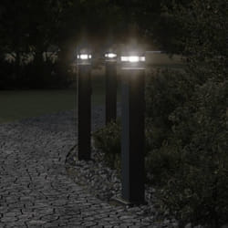 Lampade da Terra per Esterni con Presa 3pz Nere 80 cm Alluminio Vidaxl 465526