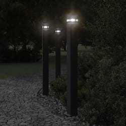 Lampade da Terra per Esterni con Presa 3pz Nere 110cm Alluminio Vidaxl 607892