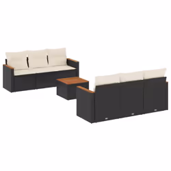 Set Divani da Giardino con Cuscini 7pz Nero Polyrattancod mxl 112307 - Vista aggiuntiva 2