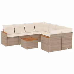 Set Divano da Giardino 9 pz con Cuscini Beige in Polyrattancod mxl 93104 - Vista aggiuntiva 2