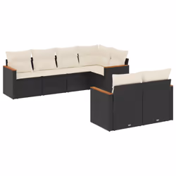 vidaXL Set Divani da Giardino con Cuscini 7pz Nero Polyrattan - Vista aggiuntiva 2