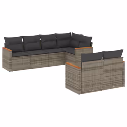 Set Divani da Giardino 7 pz con Cuscini Grigio in Polyrattancod mxl 112456 - Vista aggiuntiva 2