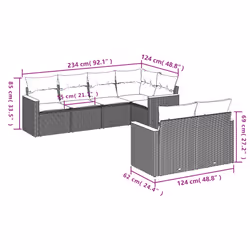 Set Divani da Giardino 7 pz con Cuscini Grigio in Polyrattancod mxl 112456 - Vista aggiuntiva 3