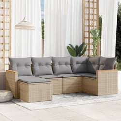 vidaXL Set Divano da Giardino 6 pz con Cuscini Beige in Polyrattan
