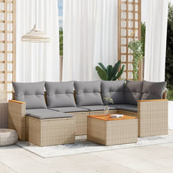 Set Divani da Giardino 7 pz con Cuscini Beige in Polyrattancod mxl 88437
