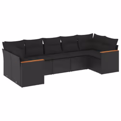 vidaXL Set Divani da Giardino con Cuscini 7pz Nero Polyrattan - Vista aggiuntiva 2