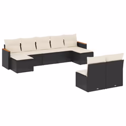 Set Divani da Giardino 9 pz con Cuscini Nero in Polyrattancod mxl 92289 - Vista aggiuntiva 2