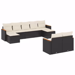 Set Divani da Giardino 9 pz con Cuscini Nero in Polyrattancod mxl 114184 - Vista aggiuntiva 2