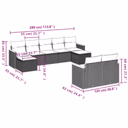 Set Divani da Giardino 9 pz con Cuscini Nero in Polyrattancod mxl 114184 - Vista aggiuntiva 3