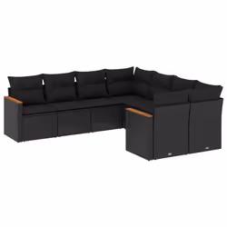 vidaXL Set Divani da Giardino con Cuscini 8 pz Nero in Polyrattan - Vista aggiuntiva 2