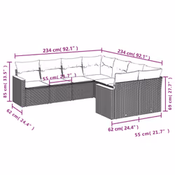 vidaXL Set Divani da Giardino con Cuscini 8 pz Nero in Polyrattan - Vista aggiuntiva 3