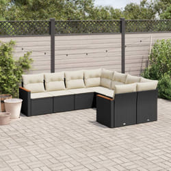 Vidaxl - Set Divani da Giardino con Cuscini 8 pz Nero in Polyrattan