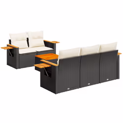 Set Divano da Giardino 6 pz con Cuscini Nero in Polyrattancod mxl 88298 - Vista aggiuntiva 2