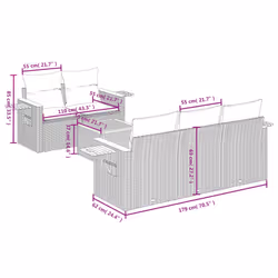 Set Divano da Giardino 6 pz con Cuscini Nero in Polyrattancod mxl 88298 - Vista aggiuntiva 3