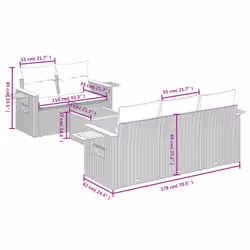 vidaXL Set Divano da Giardino 6 pz con Cuscini Beige in Polyrattan - Vista aggiuntiva 3