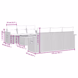 vidaXL Set Divani da Giardino 7 pz con Cuscini Beige in Polyrattan - Vista aggiuntiva 3
