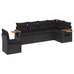 vidaXL Set Divano da Giardino 6 pz con Cuscini Nero in Polyrattan - Vista aggiuntiva 2