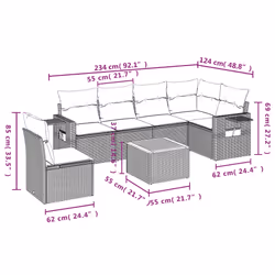 vidaXL Set Divani da Giardino con Cuscini 7pz Nero Polyrattan - Vista aggiuntiva 3