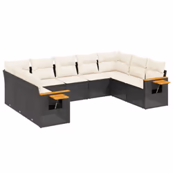 Set Divani da Giardino 9 pz con Cuscini Nero in Polyrattancod mxl 92343 - Vista aggiuntiva 2