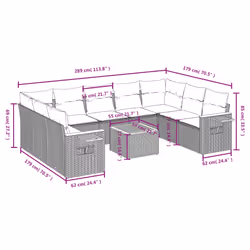 Set Divani da Giardino 10pz con Cuscini in Polyrattan Nerocod mxl 88797 - Vista aggiuntiva 3