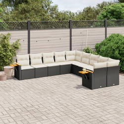 vidaXL Set Divani da Giardino 10pz con Cuscini in Polyrattan Nero