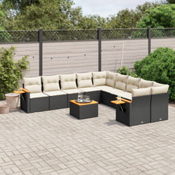 vidaXL Set Divani da Giardino 11 pz con Cuscini in Polyrattan Nero