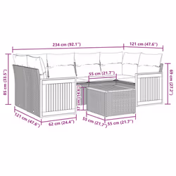 vidaXL Set Divani da Giardino 7 pz con Cuscini Beige in Polyrattan - Vista aggiuntiva 3