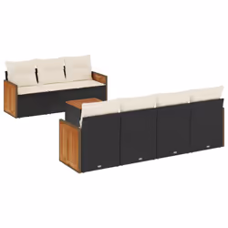 Set Divani da Giardino con Cuscini 8 pz Nero in Polyrattancod mxl 89596 - Vista aggiuntiva 2