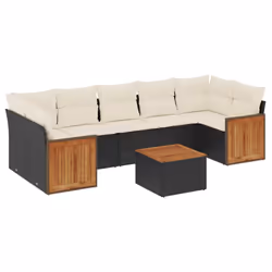 Set Divani da Giardino con Cuscini 8 pz Nero in Polyrattancod mxl 113426 - Vista aggiuntiva 2