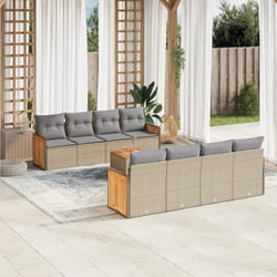 Set Divano da Giardino 9 pz con Cuscini Beige in Polyrattancod mxl 88136